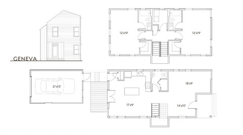 Floor plan for 2 beds, 2.5 baths, 1496 sqft
